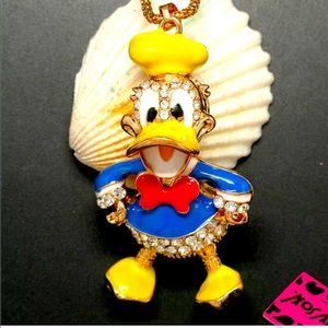 New Betsey Johnson Crystal Donald Duck Necklace